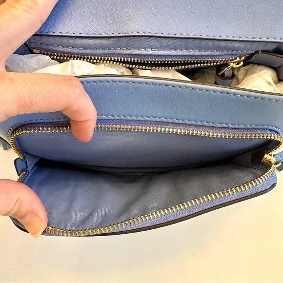 Tory Burch Fleming periwinkle small leather convertible crossbody bag lotus blue - Picture 11 of 16